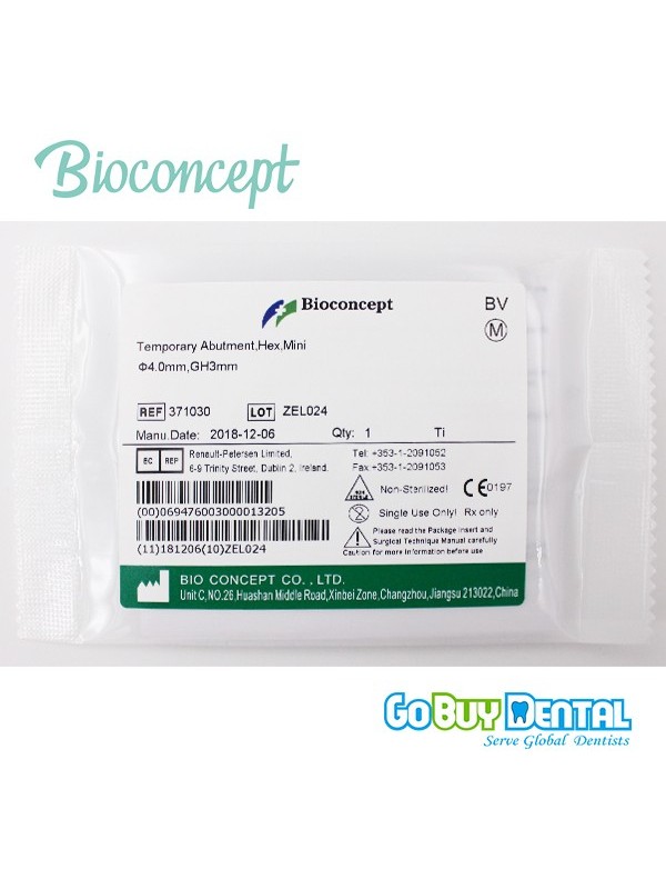 Bioconcept Hex mini temporary abutment φ4.0mm, gingival height 3mm, height 10mm