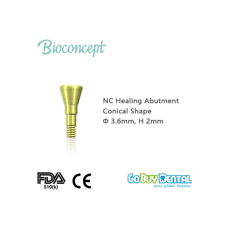 Straumann compatible NC Healing Abutment., conical, Diameter 3.6, Height 2
