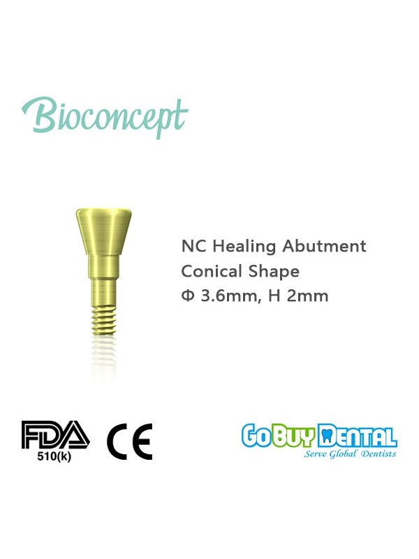 Straumann compatible NC Healing Abutment., conical, Diameter 3.6, Height 2