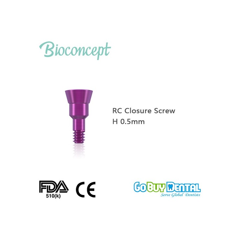 Straumann compatible Bone Level RC Closure Screw, Height 0.5mm