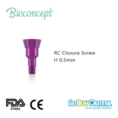 Straumann compatible Bone Level RC Closure Screw, Height 0.5mm