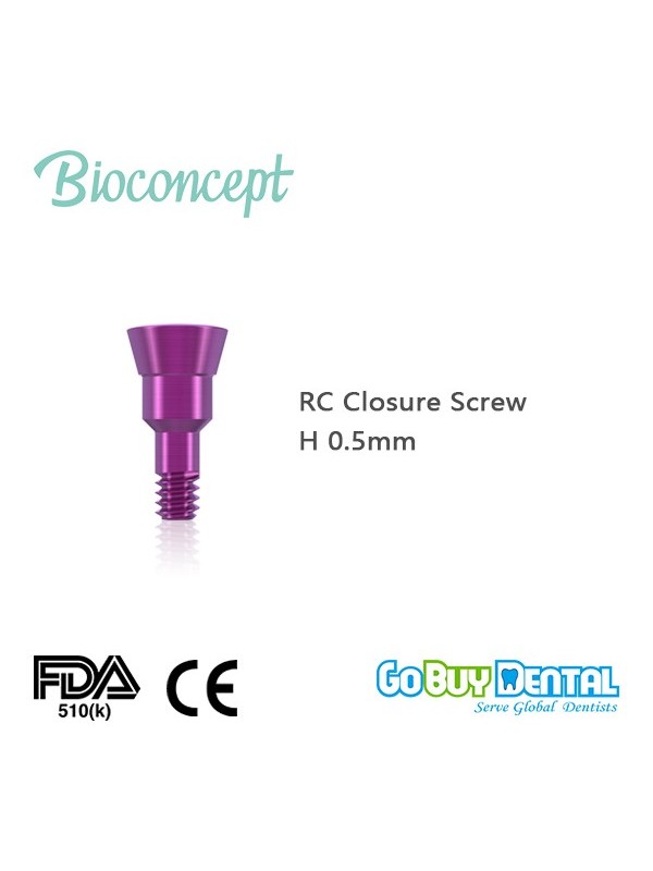 Straumann compatible Bone Level RC Closure Screw, Height 0.5mm