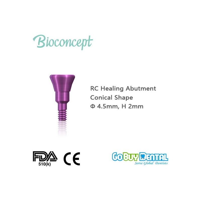 Straumann Bone Level Compatible RC Healing Abutment., conical, Diameter 4.5, Height 2