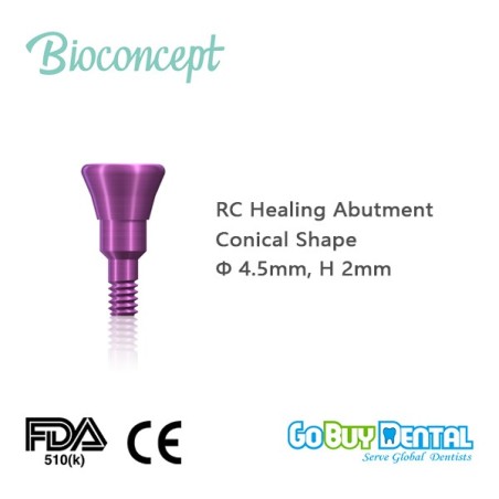 Straumann Bone Level Compatible RC Healing Abutment., conical, Diameter 4.5, Height 2