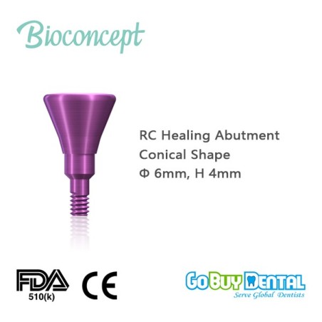 Straumann Compatible RC Healing Abutment., conical, Diameter 4.5, Height 2