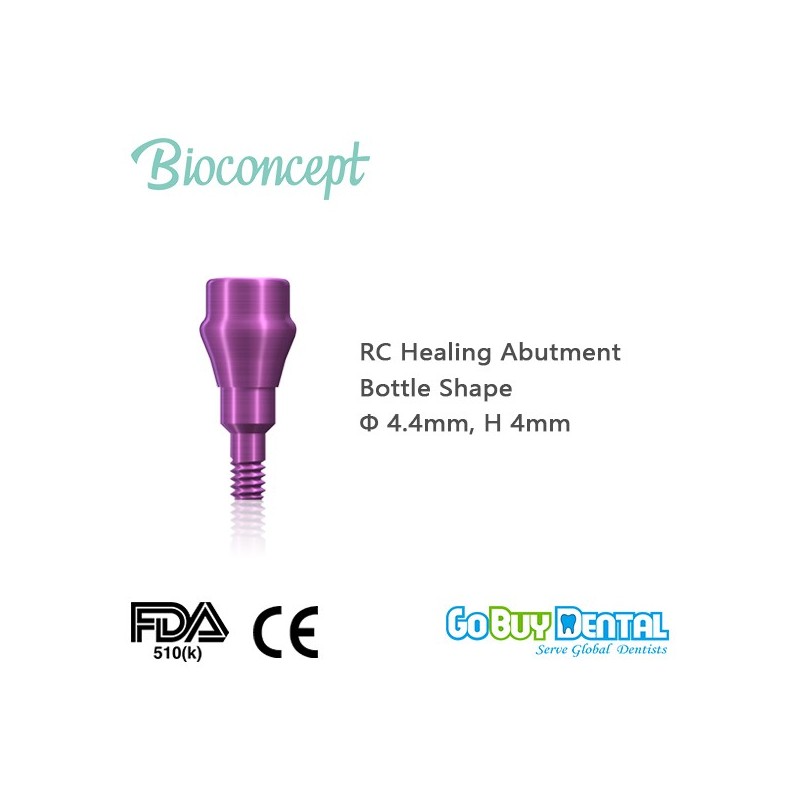 Straumann compatible RC Healing Abutment, bottle shape, Ø4.4mm, H 4mm