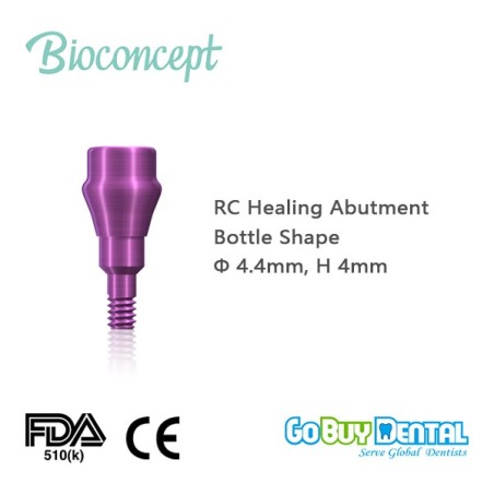 Straumann compatible RC Healing Abutment, bottle shape, Ø4.4mm, H 4mm