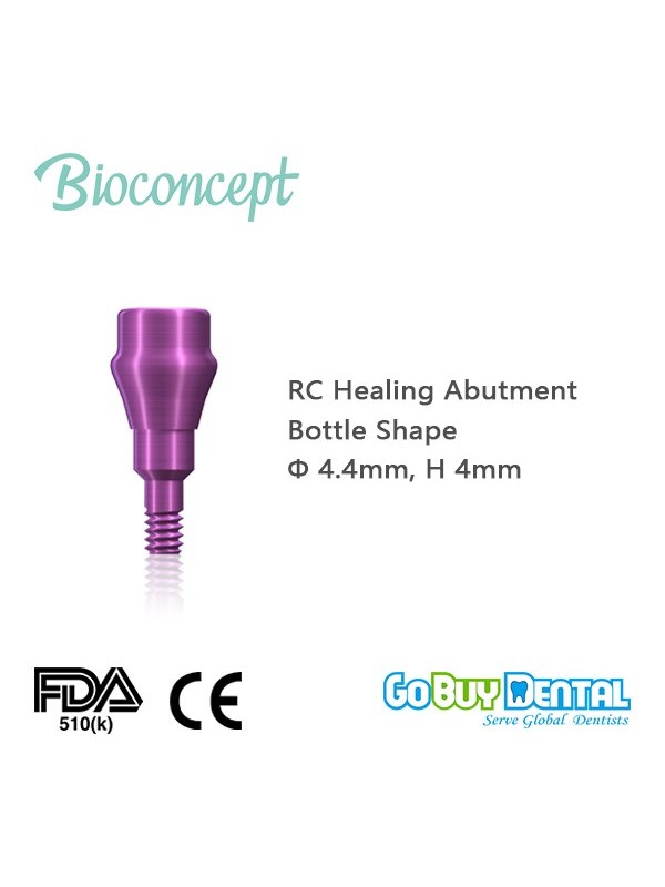 Straumann compatible RC Healing Abutment, bottle shape, Ø4.4mm, H 4mm